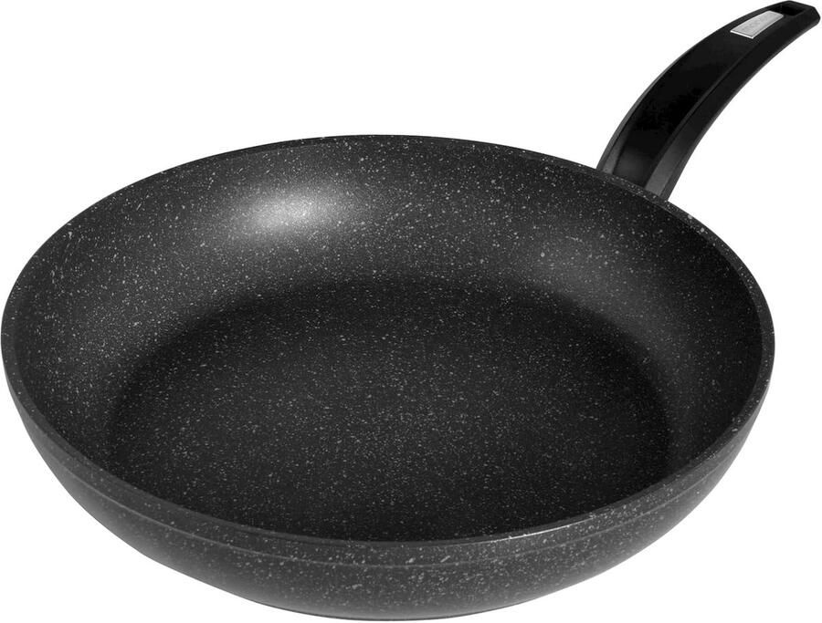 Koekenpan met steenlaag Vetarm koken Minerale deeltjes coating 28 cm Zwart