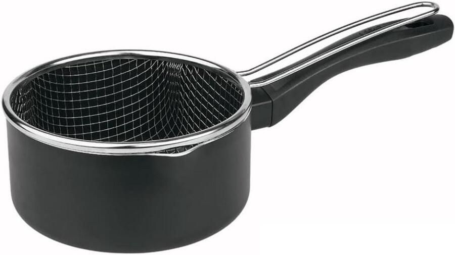 Koekenpan met tuit Steelpan mandje Sauzen maken PFOA-vrije antiaanbaklaag 16 cm diameter Zilverkleurig