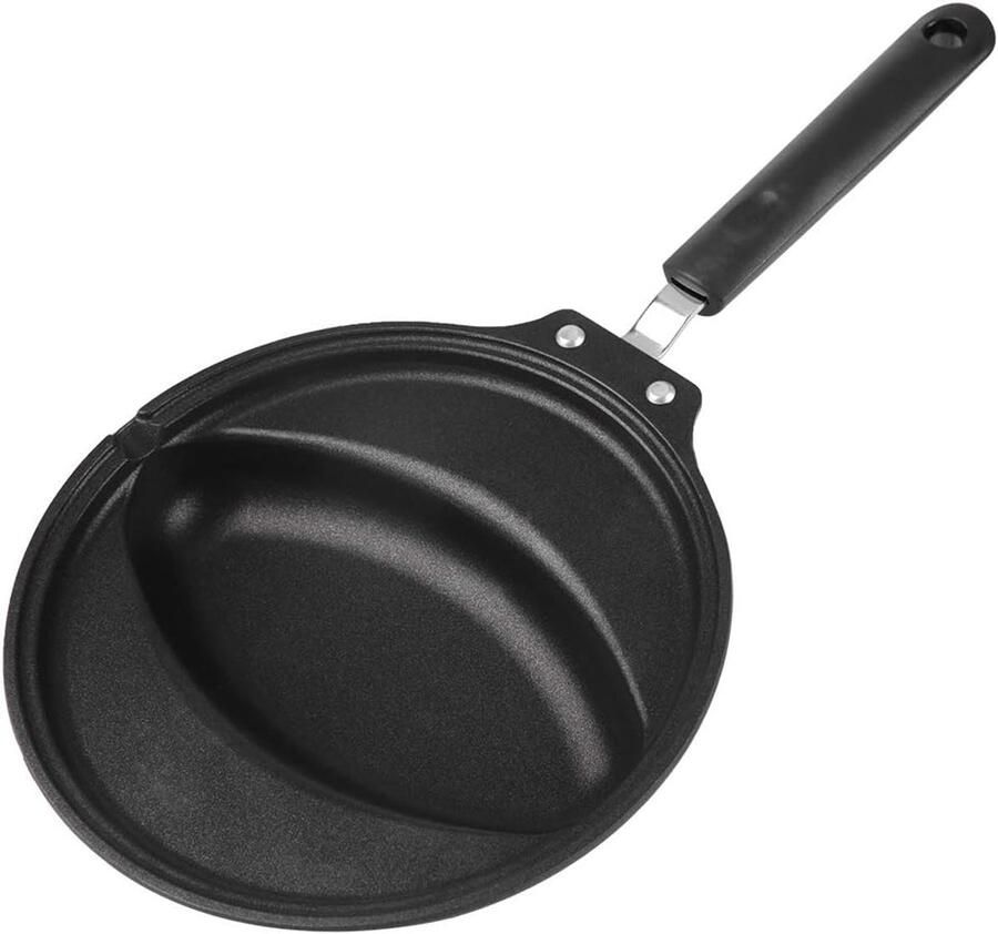 Koekenpan met Vorm Omelet Pan Ontbijt Maken Non-stick Coating 41.8 cm Lengte Zwart