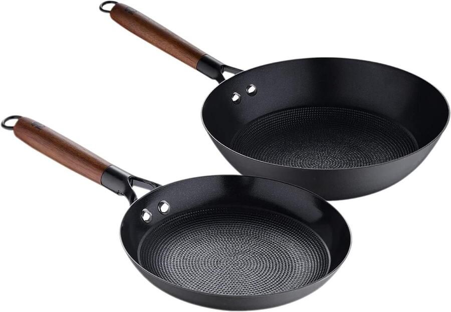 Koekenpan met Wok Koekenpan Wok Langzaam Koken Lichter dan Gietijzer 24 cm Zwart