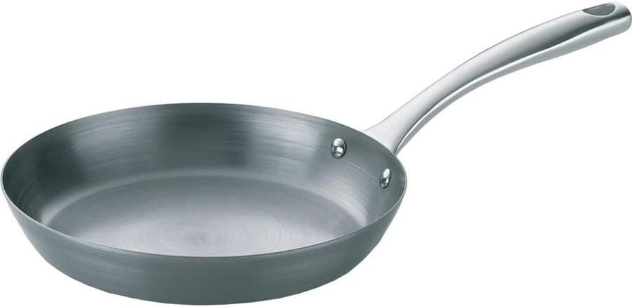 Koekenpan Metaal Koekenpan Eten Bereiden Inductie Geschikt 24cm Doorsnede Zilver