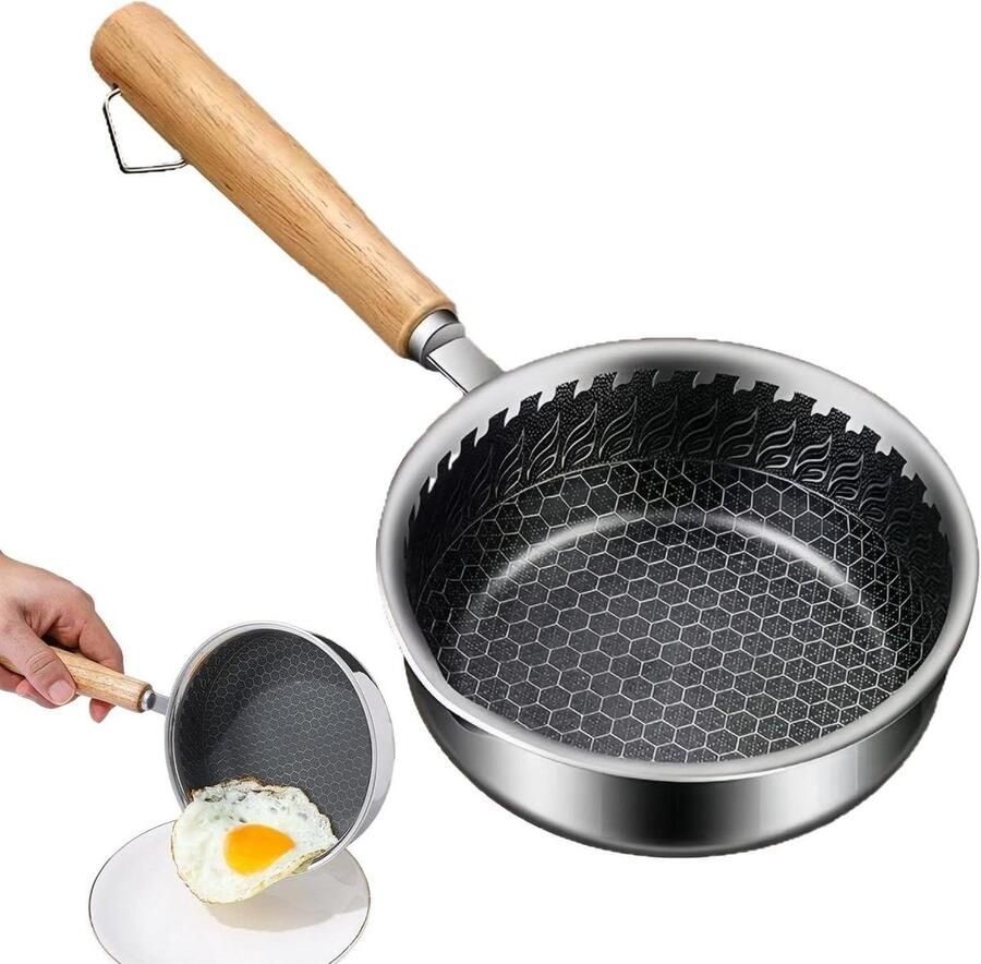 Koekenpan Mini pan Eieren bakken Duurzame antiaanbaklaag 14 cm Zilver