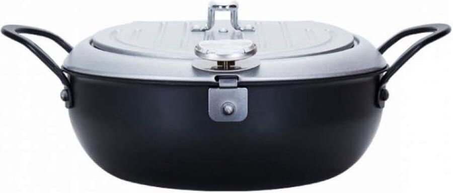 Koekenpan Mini pan Frituurpan Frituren met precisie Ingebouwde thermometer 28.5 cm Zwart
