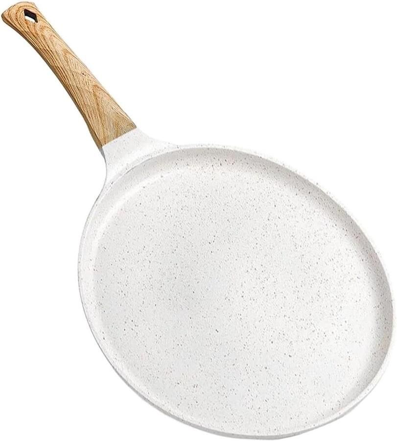 Koekenpan Non-stick Burgerpan Poached Egg Ontbijt Bakken Inductie Compatibel 24 cm Wit