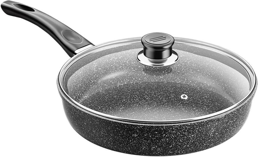 Koekenpan Non-stick Koekenpan met Deksel Eieren Bakken Snelle Warmtegeleiding 26 cm Zwart