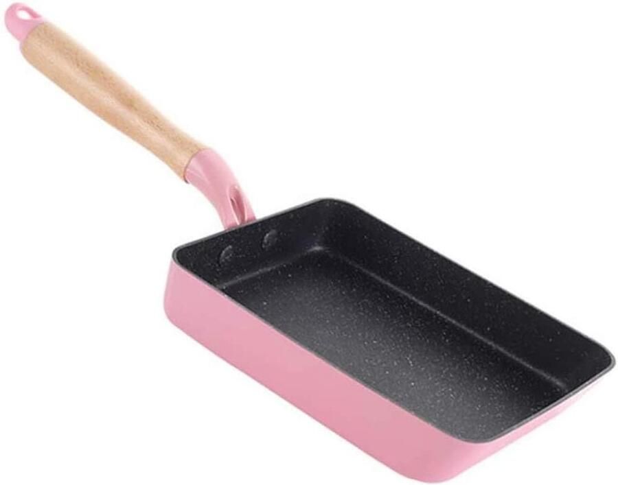 Koekenpan Non-stick Omeletpan Pan Ontbijt Bereiden Uniek Schuine Vorm 18x13cm Roze
