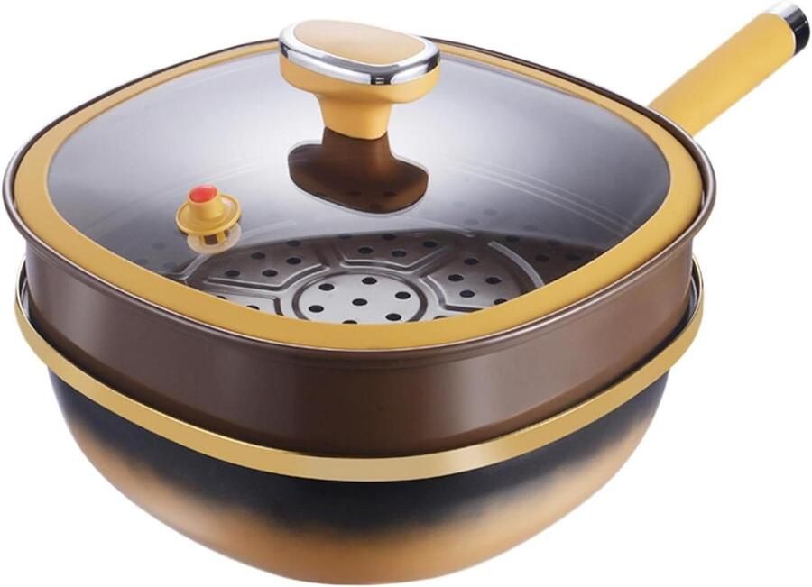 Braadpan met Deksel Kookpan Stoofpan Gezond Koken Krasbestendige Antiaanbaklaag 30 cm Diameter Zwart
