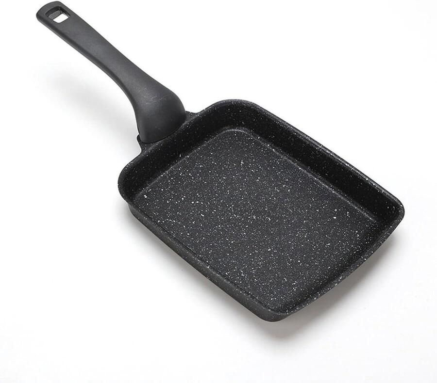 Vierkante Koekenpan Omelet Pan Ontbijt Maken Anti-aanbak Granietlaag 35x15 cm Zwart