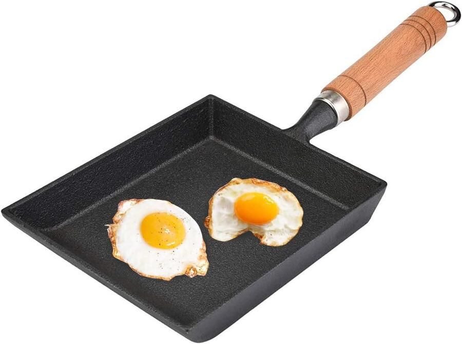 Koekenpan Omelet Pan Ontbijt Maken Anti-aanbak Gietijzer 37 cm Zwart