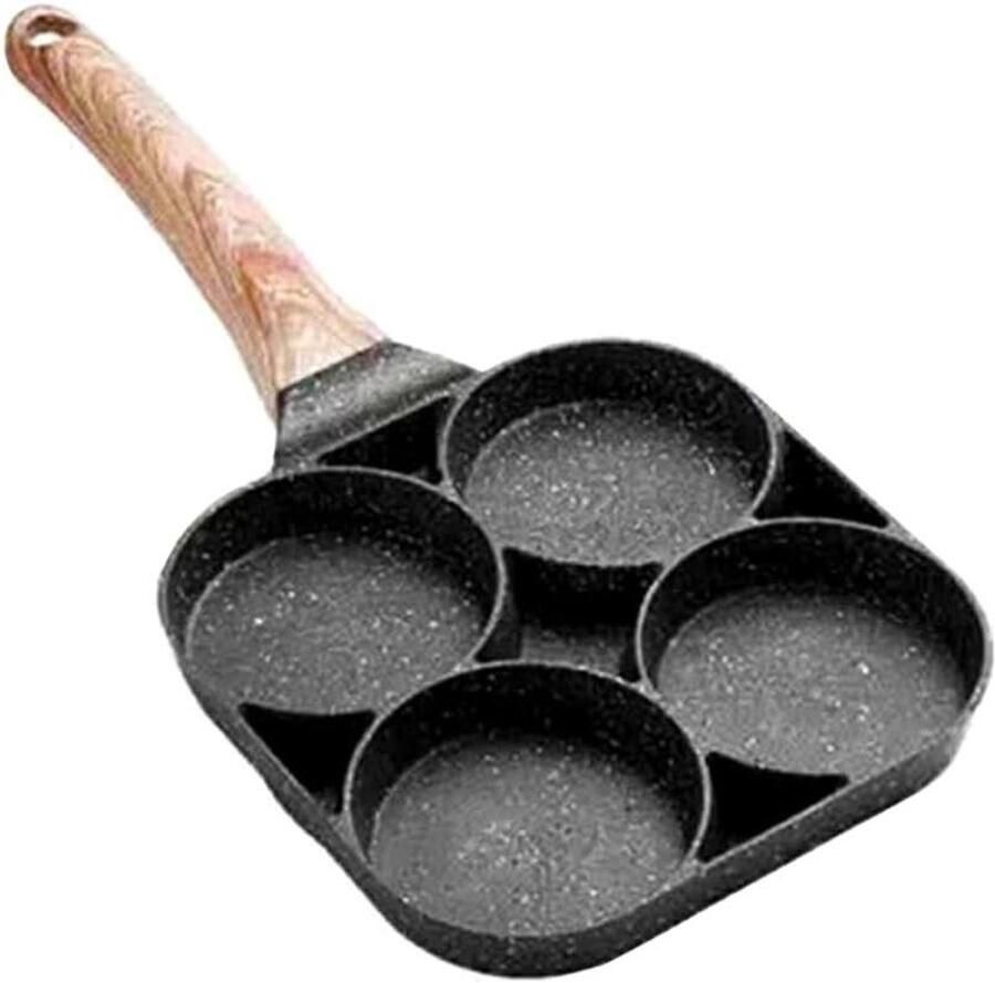 Koekenpan Omelet Pan Ontbijt Maken Anti-aanbaklaag 4 cakes Zwart