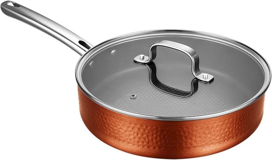 Koekenpan Omeletpan Eierpan Frituren en bakken Klassiek hamerpatroon 28 cm Koper