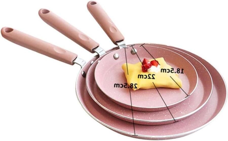 Koekenpan Omeletpan Ontbijt Maken Antiaanbaklaag 28.5 cm Roze