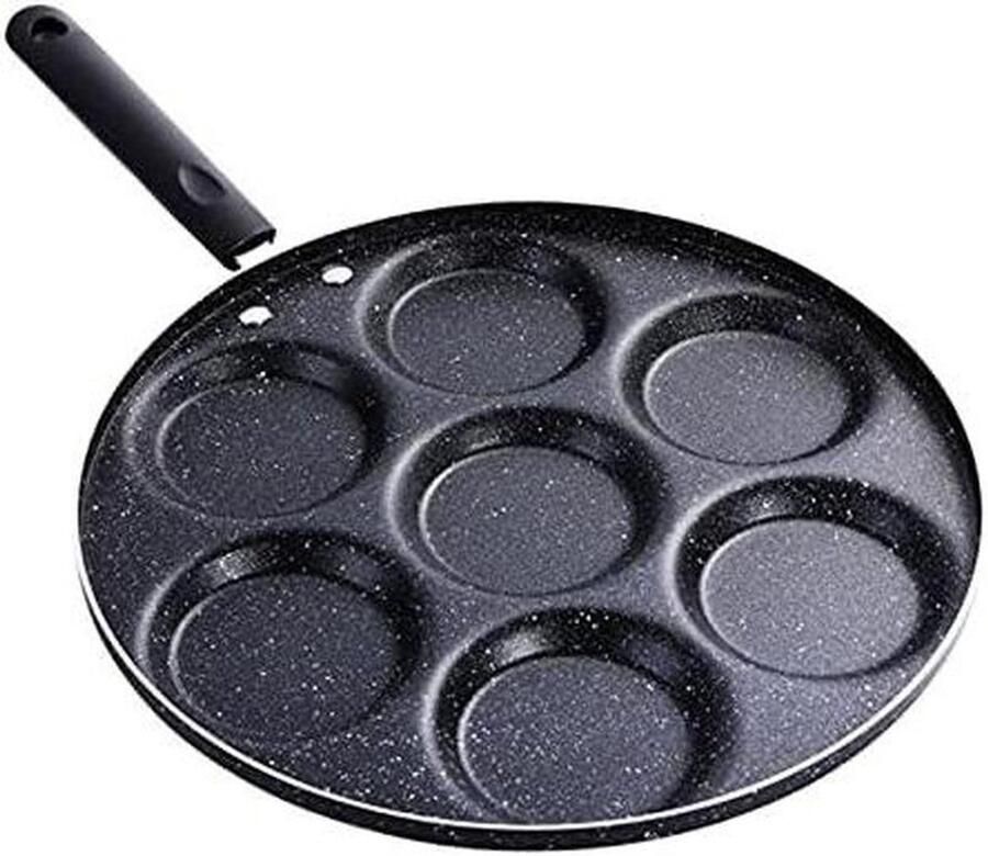 Koekenpan Omeletpan Ontbijt Maken Zeven Gaten 47x30cm Zwart