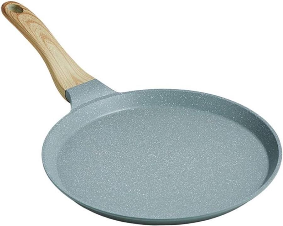 Koekenpan Omeletpan Steakpan Kookgerei Ontbijt Bereiden Houten Handvat 38x20 cm Avocado Groen