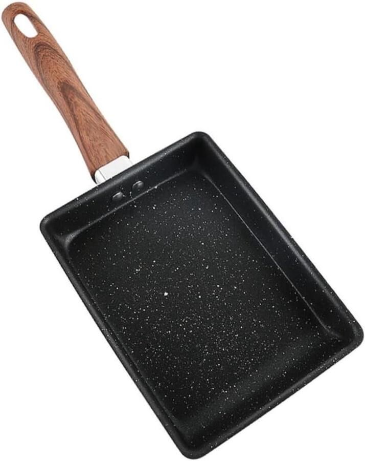 Koekenpan Omeletpan Tamagoyaki Ontbijt Bereiden Antiaanbaklaag 35.5 x 14.5 cm Zwart