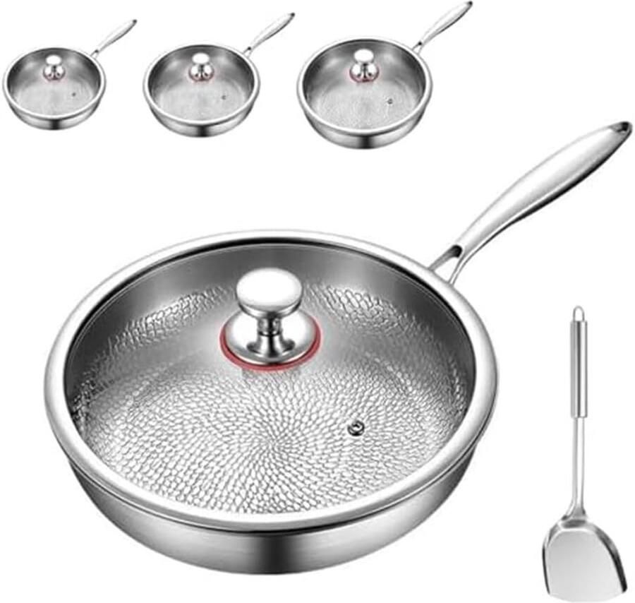 Koekenpan Ongecoate pan Gezond koken Gehamerd interieur 26 cm Zilver