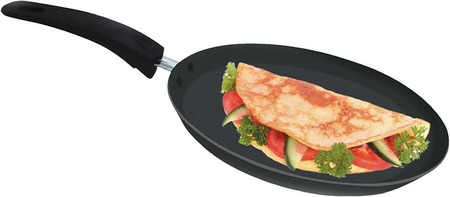 Koekenpan Pannenkoeken Crepe Pan Lekker Ontbijten Keramische Coating 24 cm Zwart