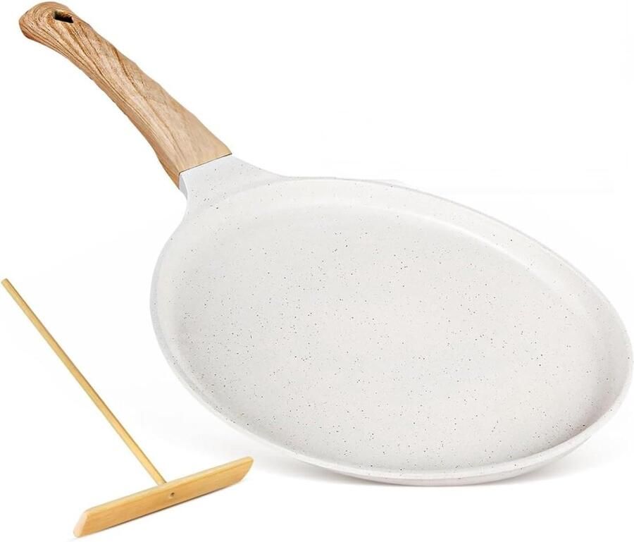 Koekenpan Pannenkoekenpan Crepepan Lekker Ontbijten Anti-aanbak Maifan Steen 25cm Diameter Zwart