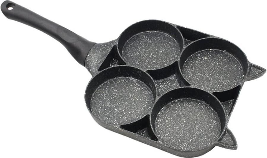 Koekenpan Pannenkoekenpan Crepepan Ontbijt Maken Antiaanbaklaag Twee Gaten Zwart