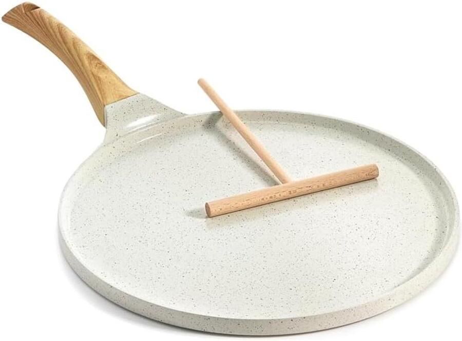 Koekenpan Pannenkoekenpan Griddle Lekker Koken Granit Anti-aanbaklaag 30 cm Wit