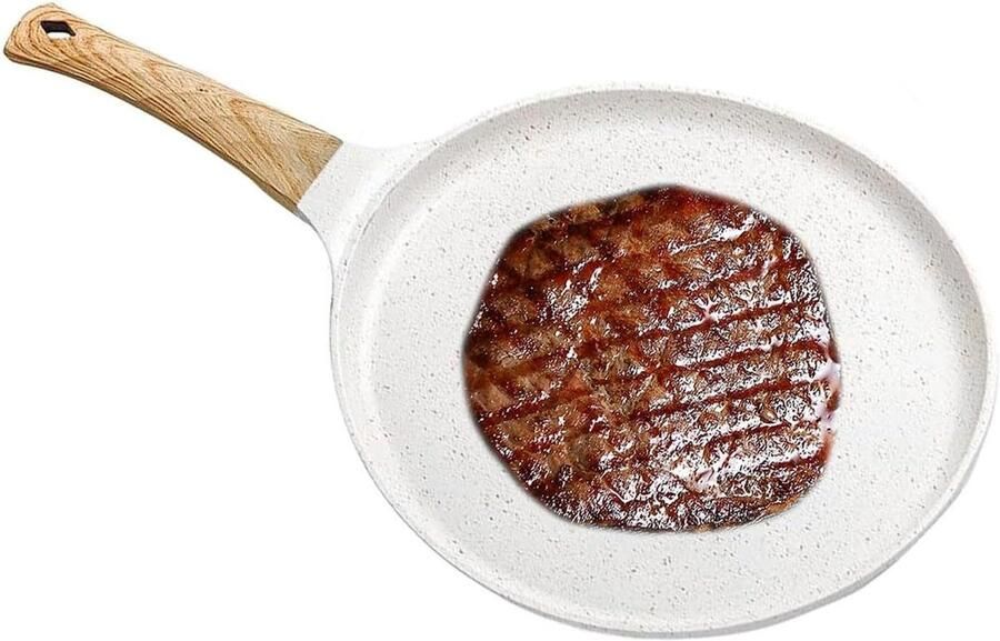 Koekenpan Pannenkoekenpan Grill Lekkere Pannenkoeken Bakken Antiaanbaklaag Ergonomisch 24 cm Diameter Wit