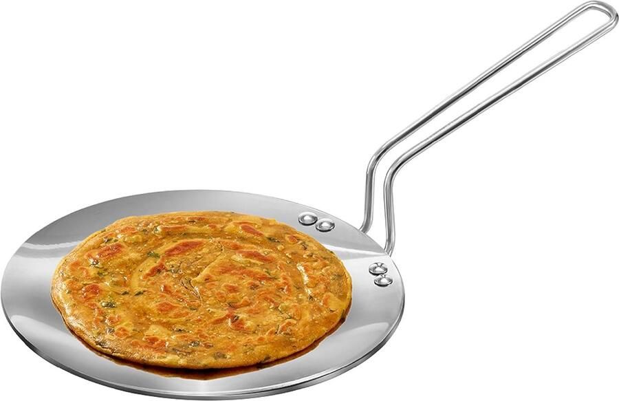 Koekenpan Plat Koekenblik Allround Bakken Drielaags Staal 22cm Diameter Zilver