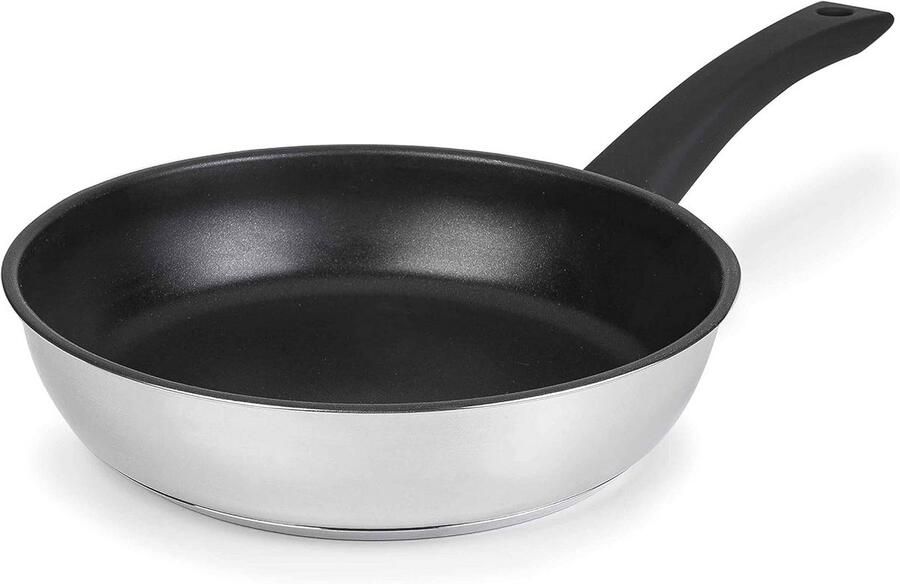 Koekenpan Plat Koekenpan Met Anti-aanbak Sauteren En Bradenn Duurzaam Roestvrij Staal Diameter 24cm Zilver