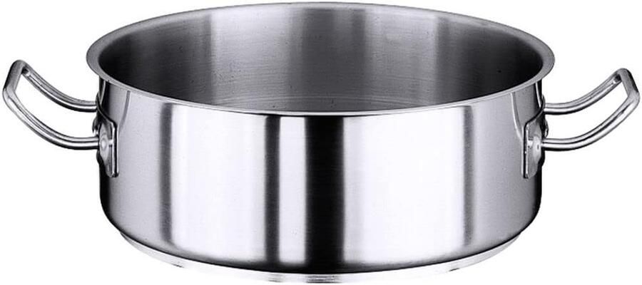 Roestvrijstalen Braadpan Kookpan Gietijzer Langzaam Garen Met Gietrand 24 cm Zilverkleurig