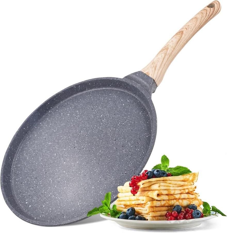Koekenpan Plat Tawa Pan Ontbijt Maken Antiaanbaklaag 26 cm Zwart