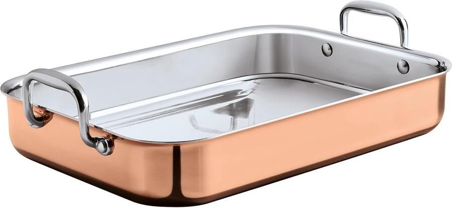 Koekenpan Rechthoekig Casserole Pan Alle Warmtebronnen Koperen Buitenlaag 35 x 25 cm Koper
