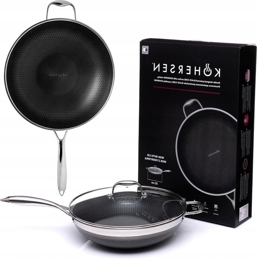 Koekenpan Roerbakpan Braadpan Lekker Koken Antiaanbaklaag 32 cm Zwart Zilver