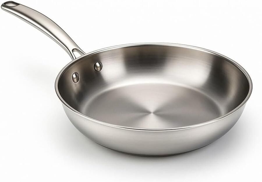 Koekenpan Roerbakpan Wokpan Gezond Koken Drievoudige Bodem 24 cm Zilver