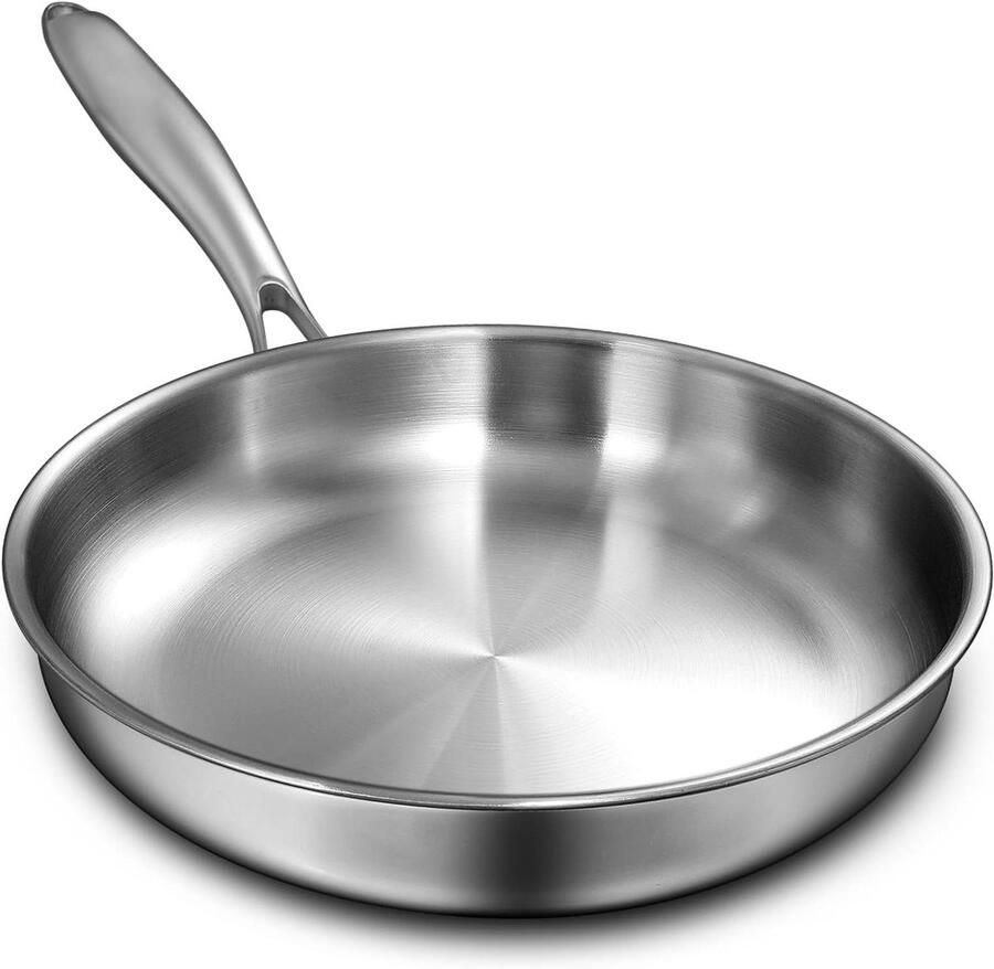 Koekenpan Roestvrij staal Bakken en braden Tri-Ply constructie 30 cm Zilver