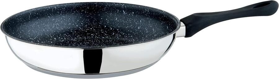 Koekenpan Roestvrij Staal Braadpan Steencoating Snel Koken Duurzame Keramische Coating 28 cm Diameter Zwart