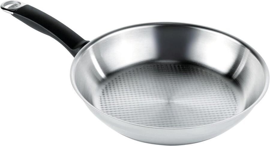 Koekenpan Roestvrij Staal Braadpan Wokpan Vetarm Braden Honingraat Bodem 24 cm Zilver