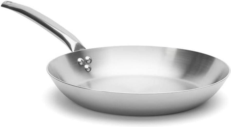 Koekenpan Roestvrij Staal Bratpan Inductie Gelijkmatig Bakken 3-Laags Materiaal 32 cm Grijs
