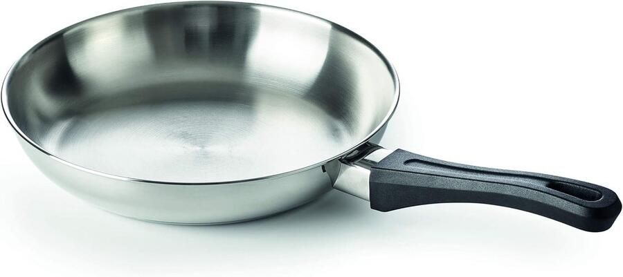 Koekenpan Roestvrij Staal Bratpan Ovengerecht Dagelijks Koken Energiebesparende Bodem 24 cm Zilverkleurig