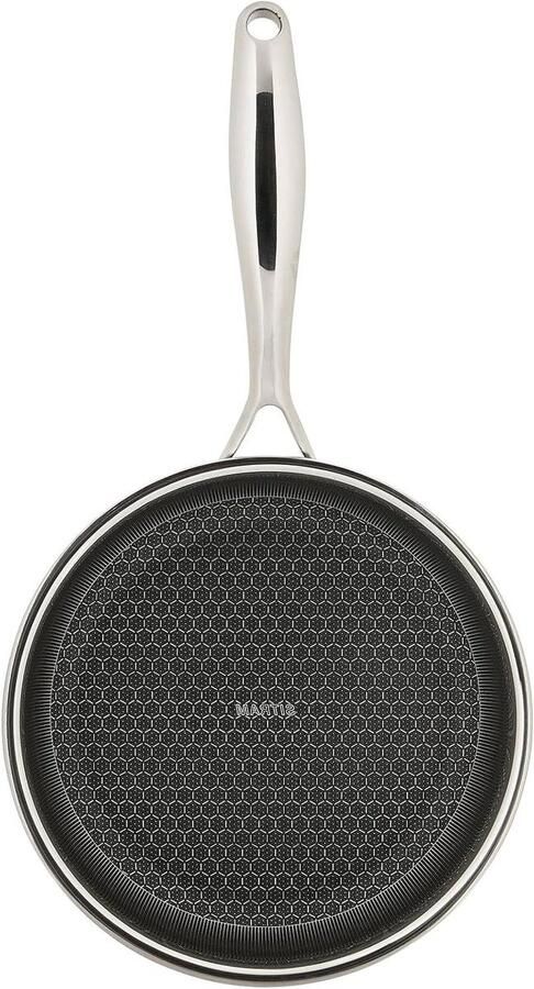 Koekenpan Roestvrij Staal Honingraat Pan Gezond Koken PFOA-vrij 20 cm Zilverkleurig