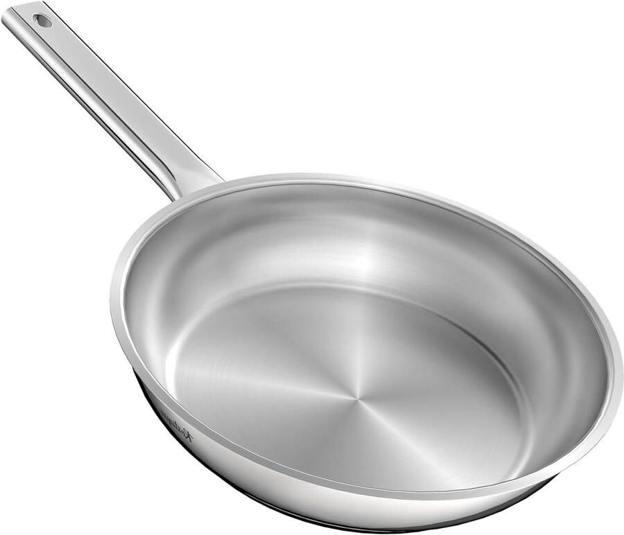 Koekenpan Roestvrij Staal Koekenpan Inductie Dagelijks Koken Drielaagse Bodem 28 cm Zilver