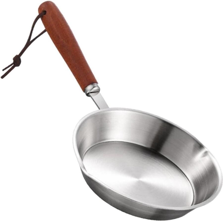 Koekenpan Roestvrij Staal Koekenpan Klein Eieren Bakken Ergonomische Handgreep 12 cm Zilver