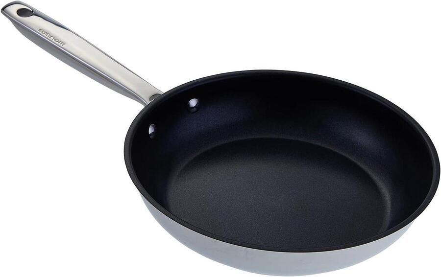 Koekenpan Roestvrij Staal Antiaanbakpan Dagelijks Koken Krasbestendige Coating 24 cm Zilver