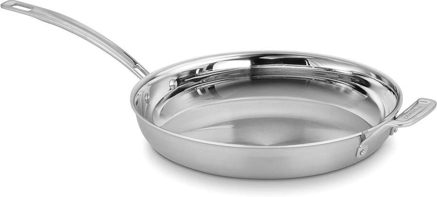 Koekenpan Roestvrij Staal Koekenpan met handvat Professioneel koken Triple-ply constructie 30 cm Zilver