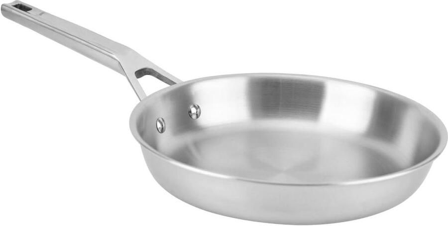 Koekenpan Roestvrij Staal Koekenpan Ronde Pan Gerechten Bakken 3-laags Constructie 28 CM Zilver