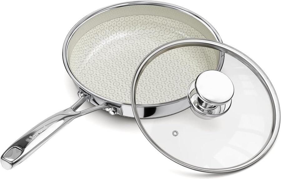 Koekenpan Roestvrij Staal Koekenpan Snel Bakken Vaatwasserbestendig 20 cm Wit