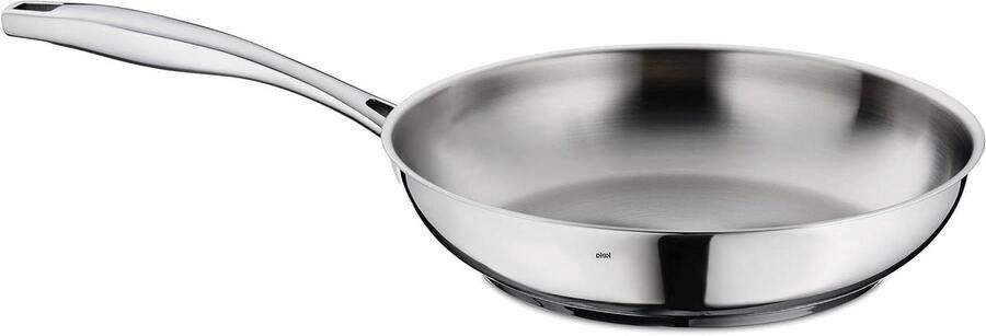 Koekenpan Roestvrij Staal Koekenpan Zonder Antiaanbaklaag Koken en Bakken Energiebesparende Capsulebodem 24 cm Zilver