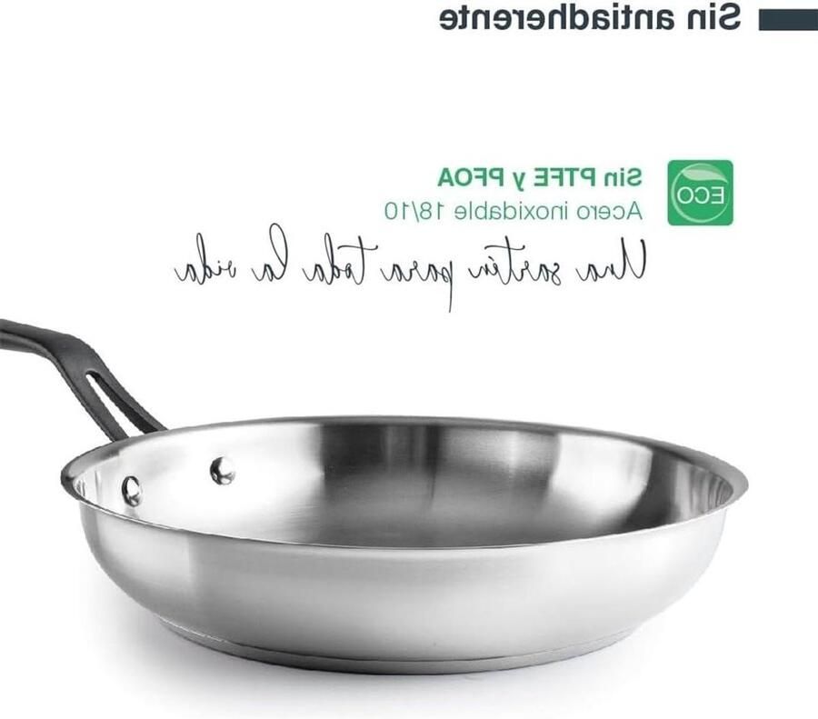 Koekenpan Roestvrij staal Koken en braden Thermo-sandwich bodem 30 cm diameter Zilver