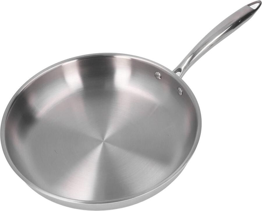 Koekenpan Roestvrij Staal Kookgerei Keuken Dagelijks Koken 3 Lagen Bodem 28 cm Zilver