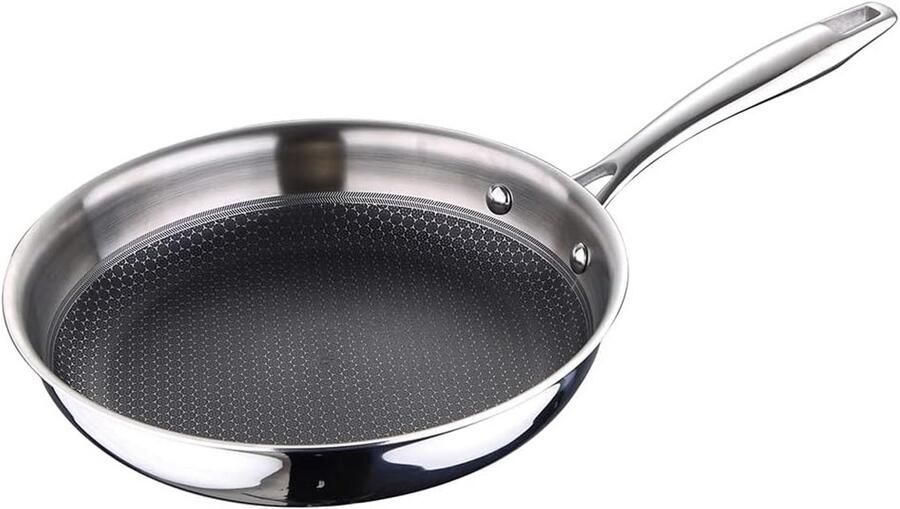 Koekenpan Roestvrij Staal Koopjes Pan Culinaire Creativiteit Drielaags Anti-aanbaklaag 24 cm Zilver