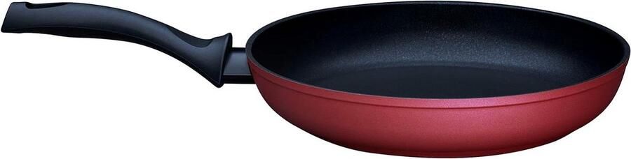 Koekenpan Roestvrij staal pan Lekker braden Diamant versterkte antiaanbaklaag 28 cm Rood