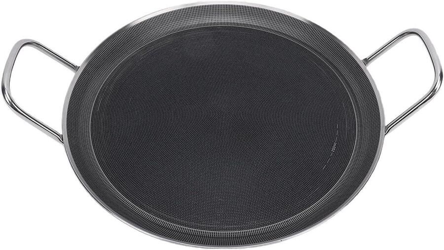 Koekenpan Roestvrij Staal Pannenkoekenpan Crêpepan Klassieke Gerechten Maken Dubbele Handgrepen Anti-aanbak 30 cm Diameter Zilver
